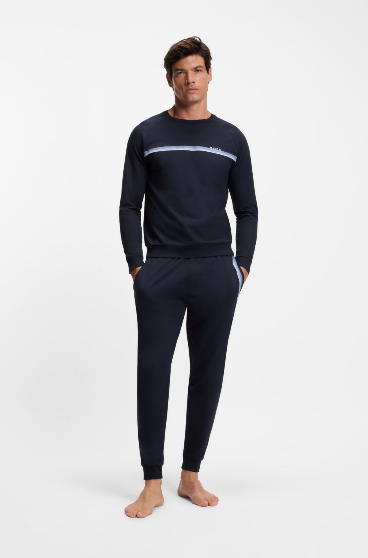 Felpa in cotone terrycloth con logo e righe