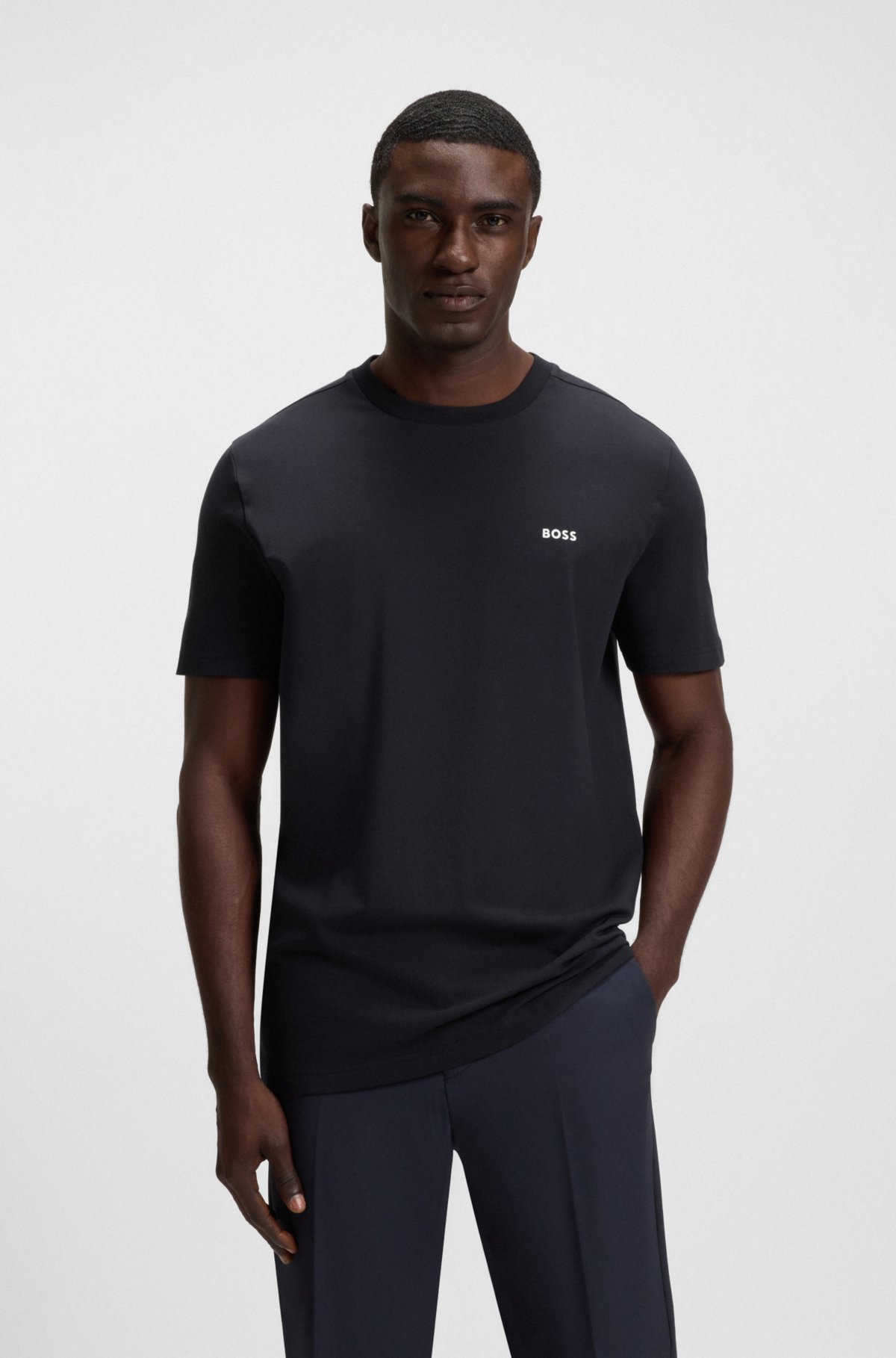 T-shirt in cotone elasticizzato con dettaglio logo