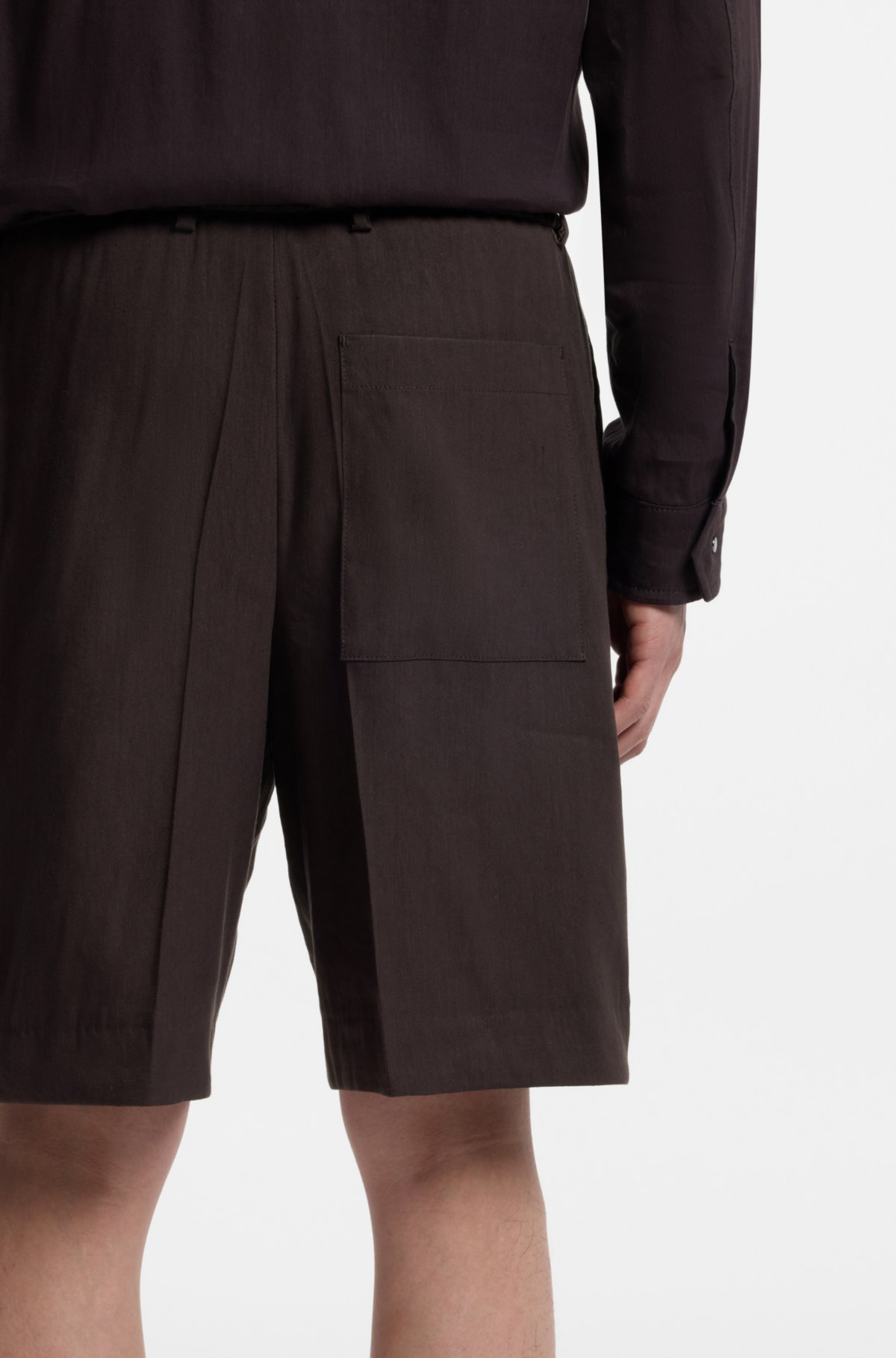 Shorts con taglio comodo in misto lino