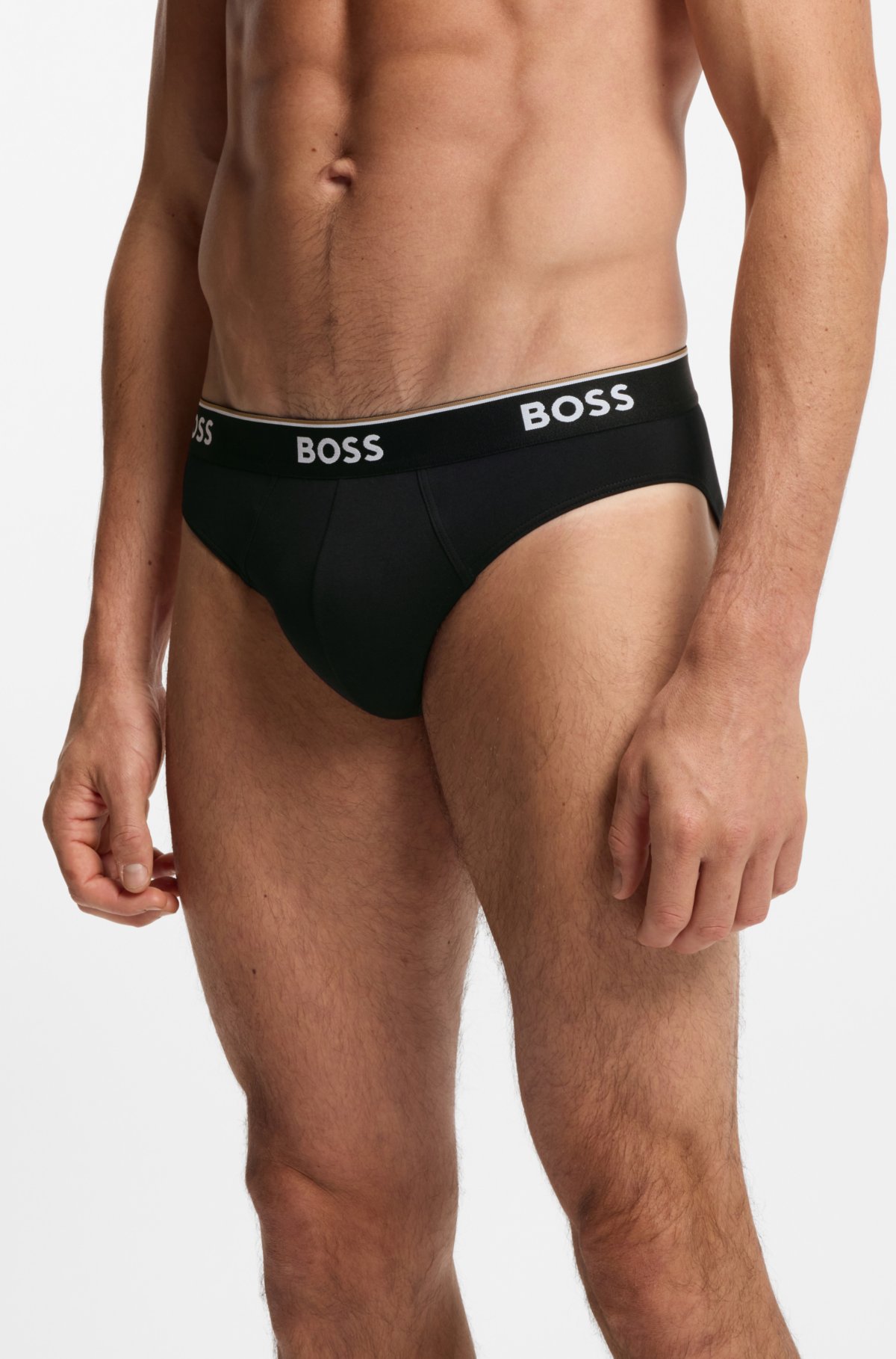 Set di tre boxer con elastico in cotone elasticizzato con logo