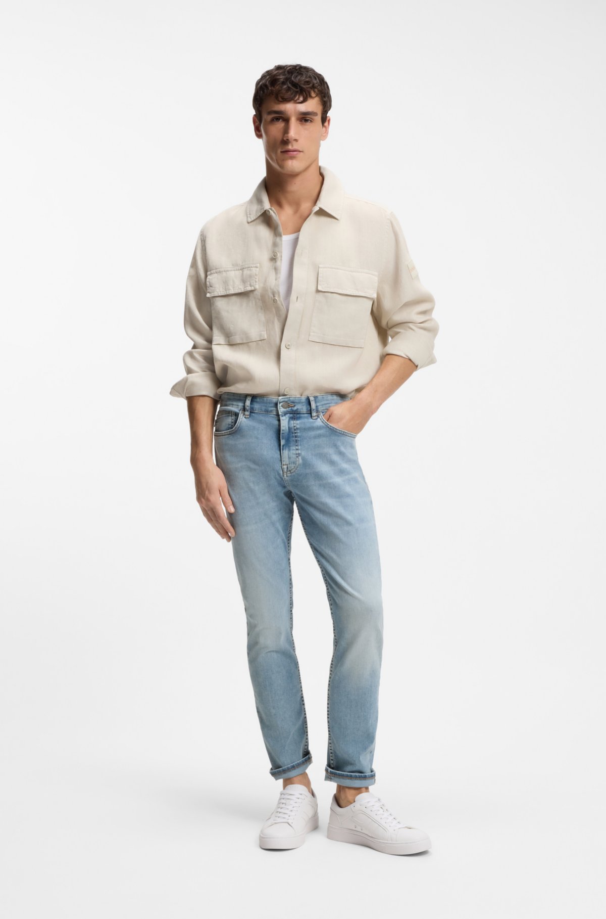 Jeans slim-fit Delaware in denim blu soft-motion