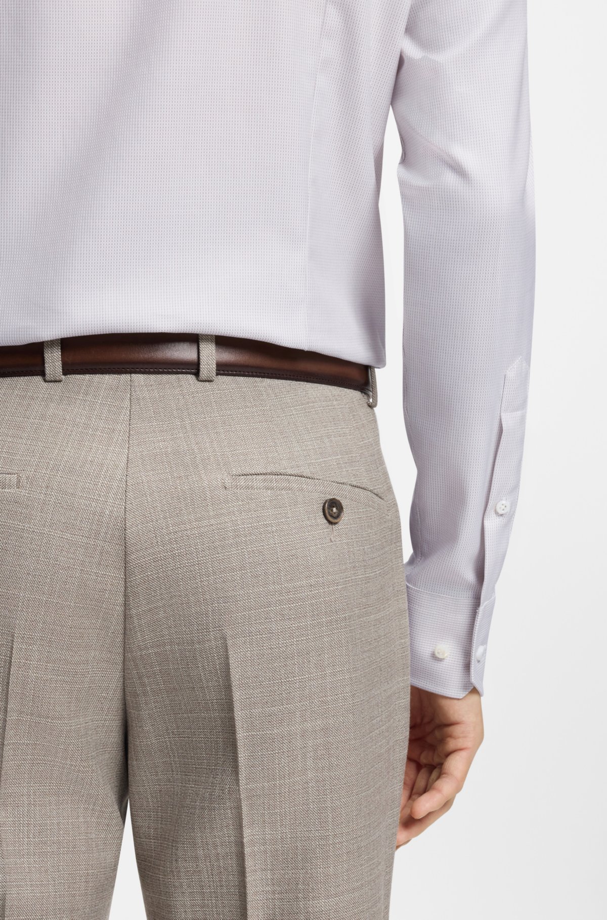 Camicia a taglio aderente in cotone strutturato made in Italy