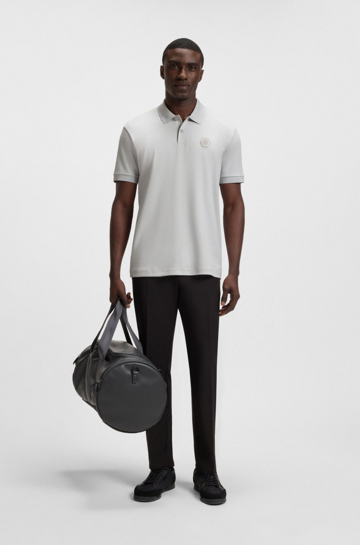 Maglietta polo in cotone Pima con monogramma Double B