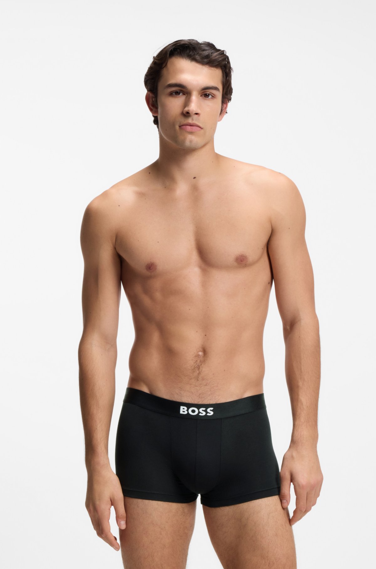 Set da tre boxer in cotone elastico con logo