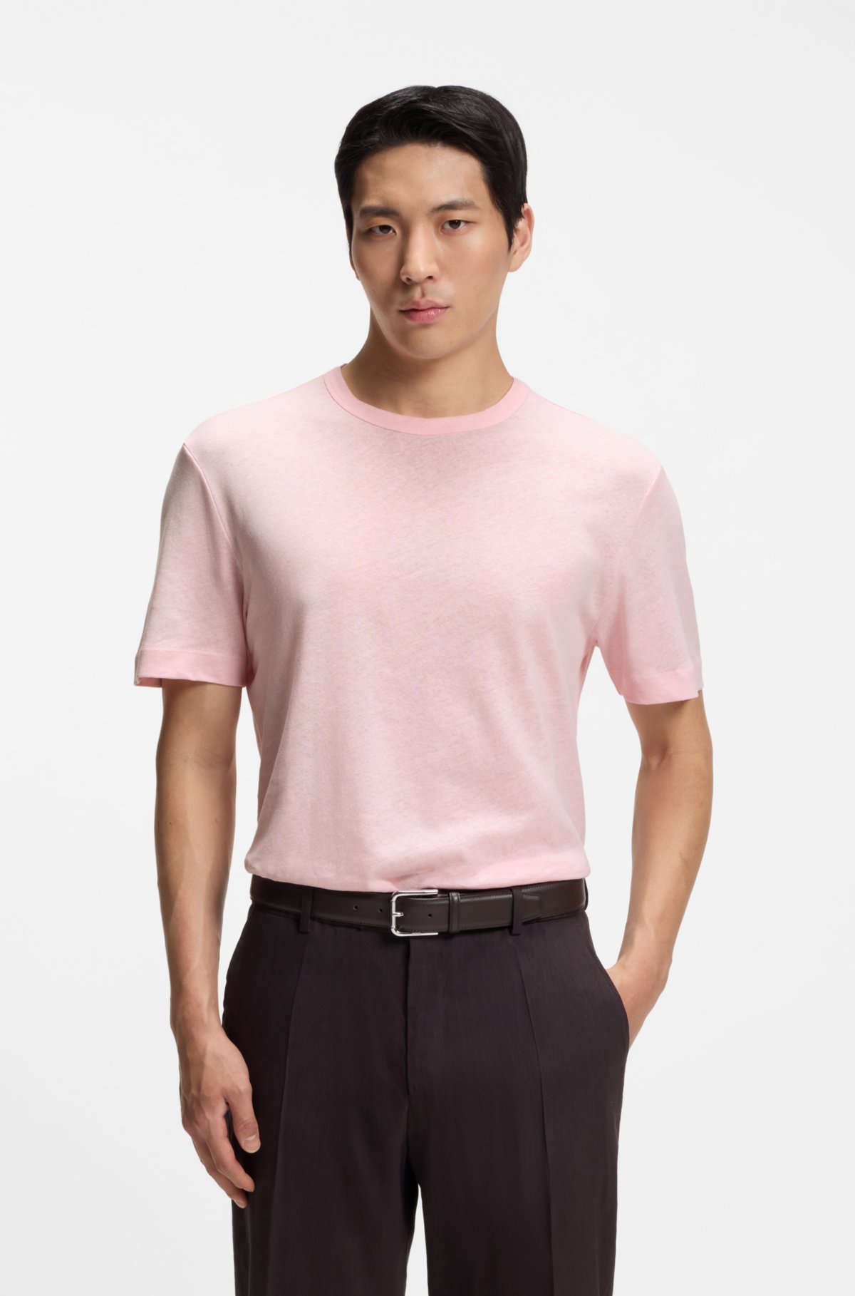 T-shirt in cotone e lino con vestibilità regolare