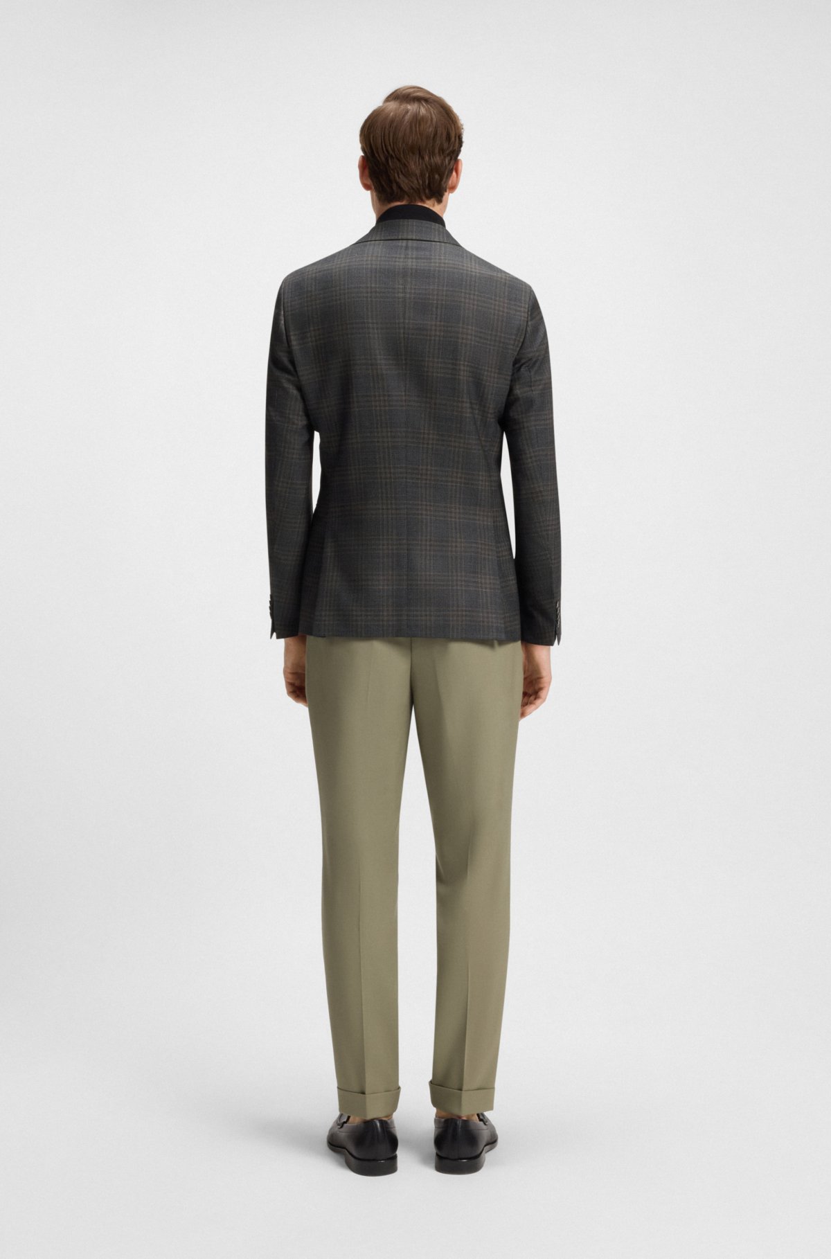 Giacca slim-fit a quadretti in lana vergine