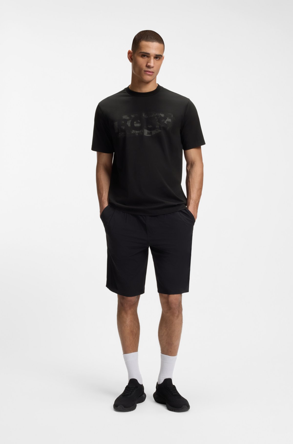 T-shirt in cotone elasticizzato con grafica logo