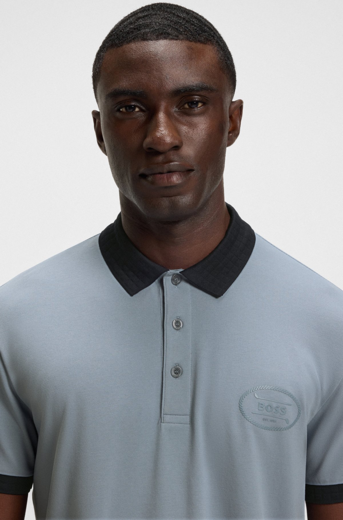 Maglia polo elastica in misto cotone