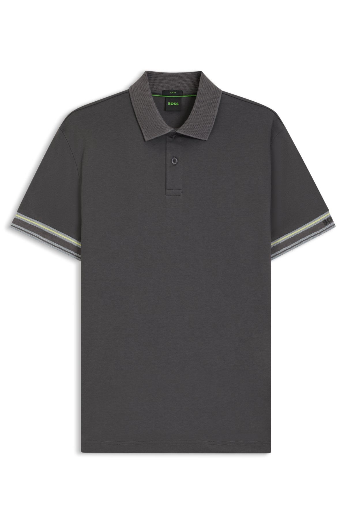 Maglietta polo a maniche corte in cotone interlock con strisce