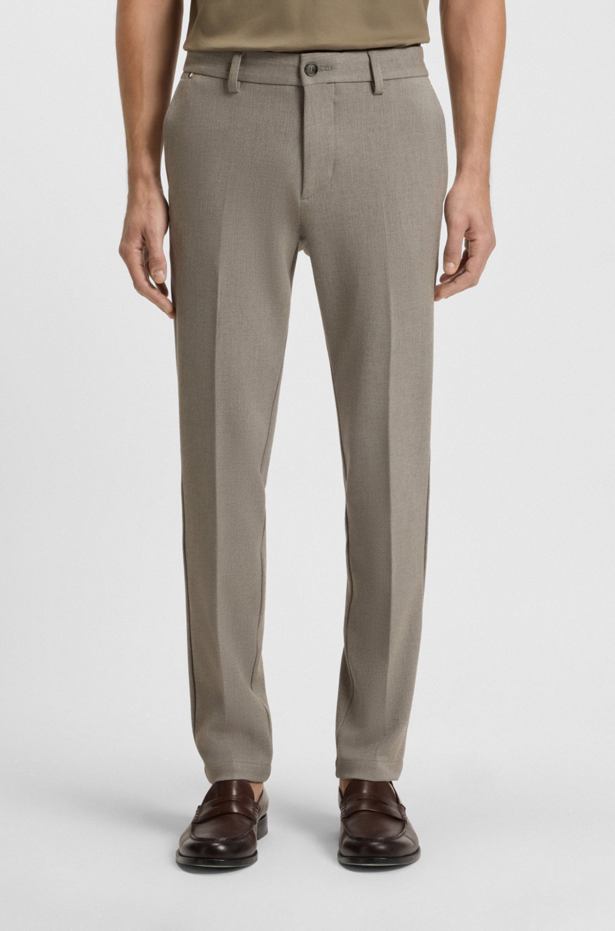 Pantaloni aderenti in herringbone spazzolato