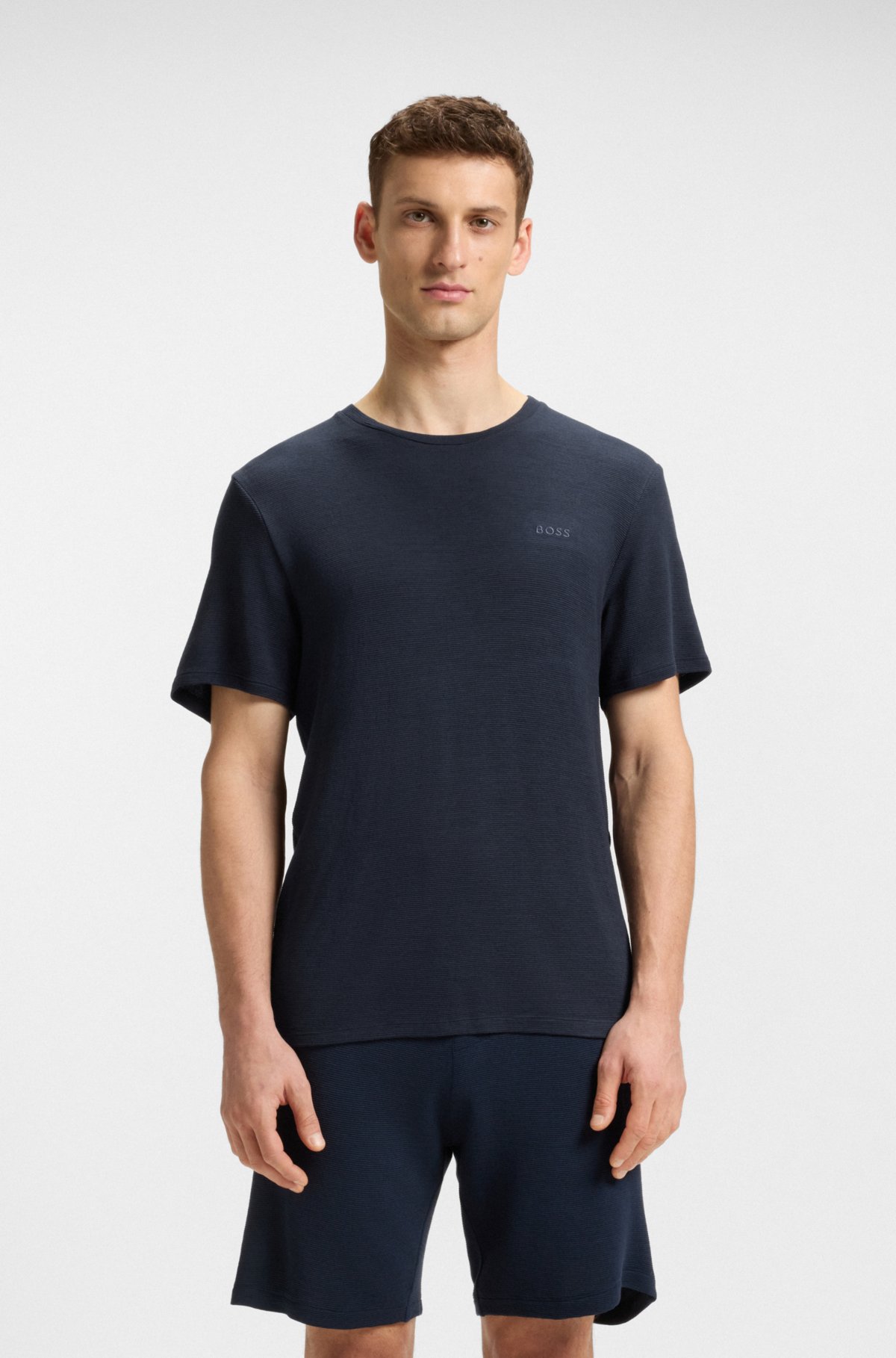 T-shirt da notte con logo ricamato in jersey elasticizzato