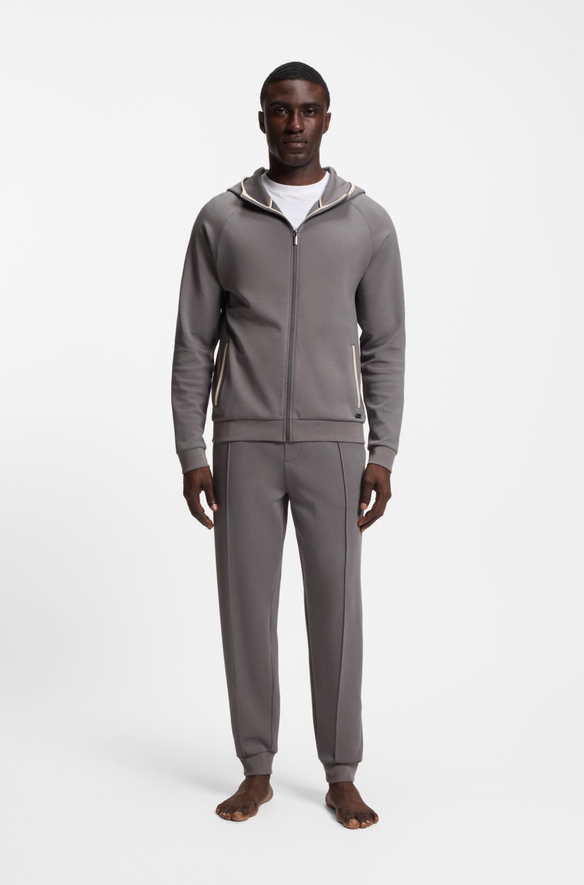 Pantaloni per tuta in misto cotone con rifiniture a contrasto