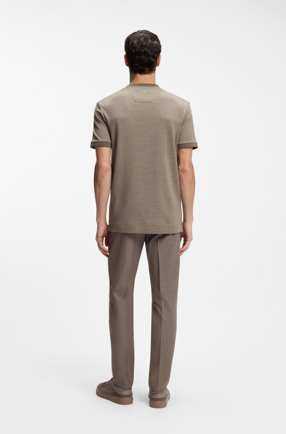 T-shirt BOSS x ASTON MARTIN in jacquard di cotone e lana
