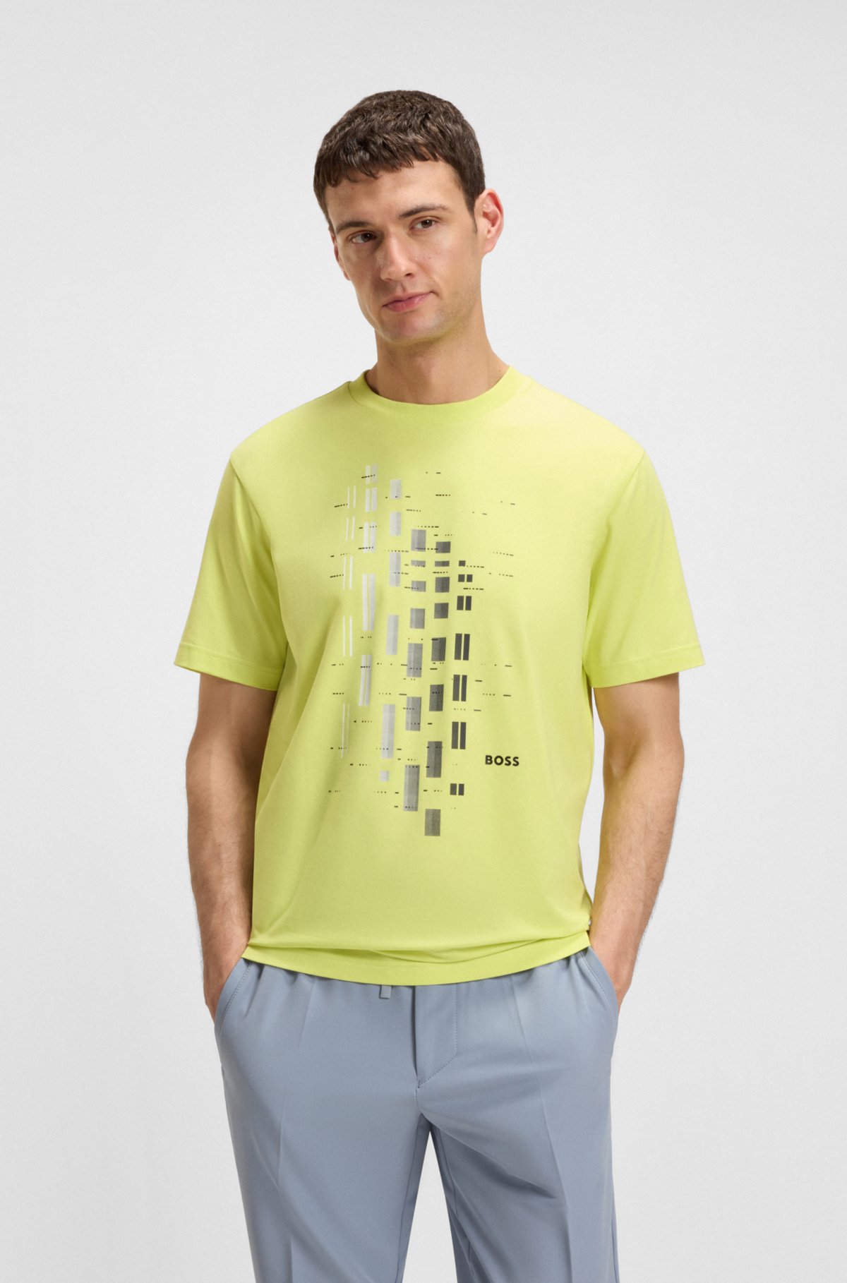 T-shirt geometrico in cotone elasticizzato
