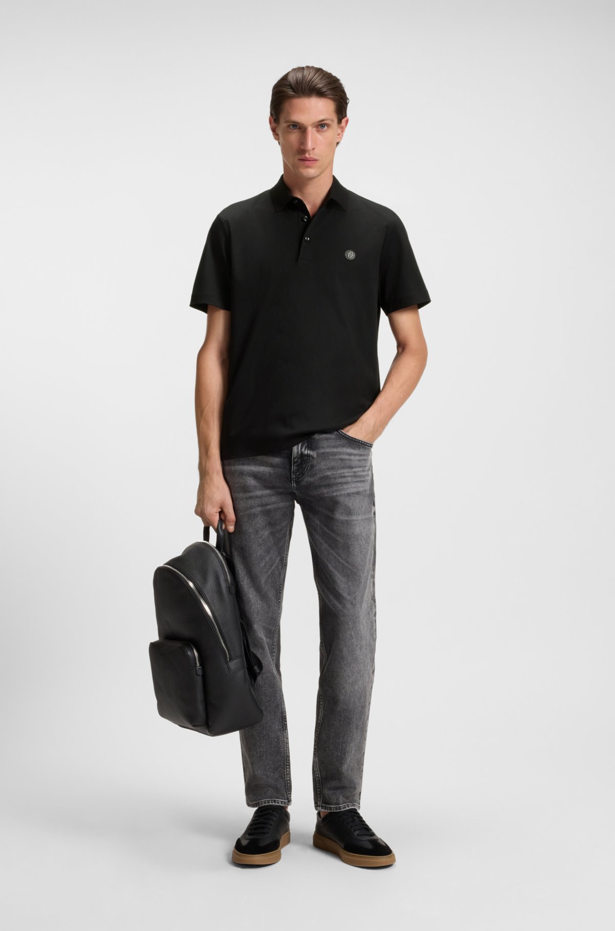 Maglietta polo con doppio monogramma in cotone mercerizzato