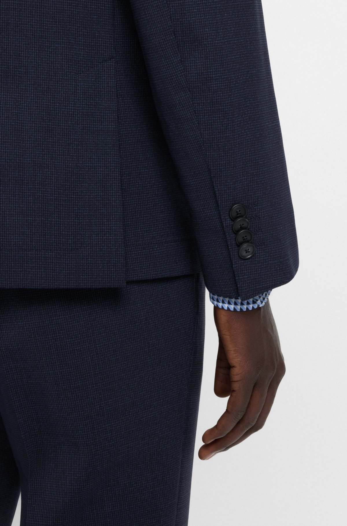 Suit a righe con vestibilità aderente in lana elastica