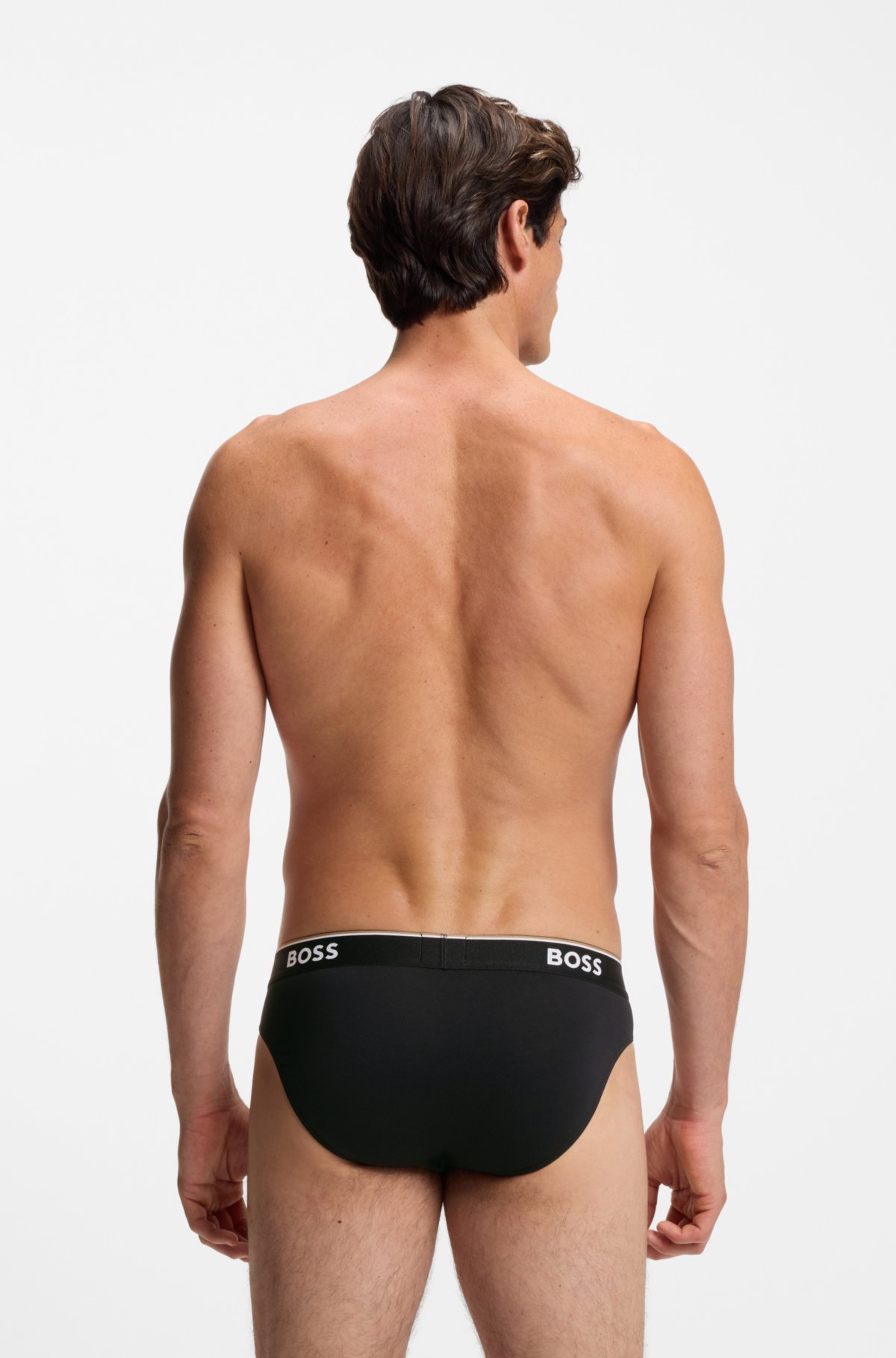 Set di tre boxer con elastico in cotone elasticizzato con logo
