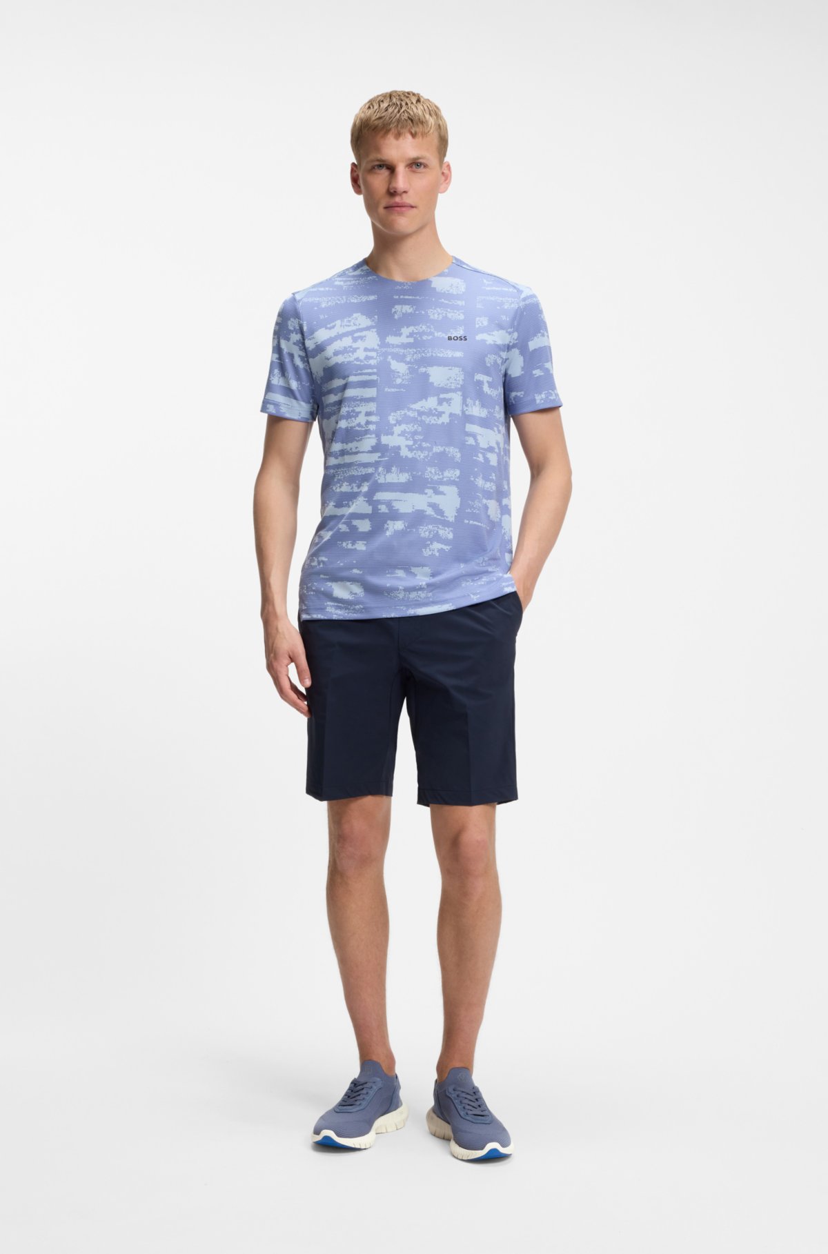 Sneakers BOSS-MOTION con toma in maglia e rifiniture in pelle