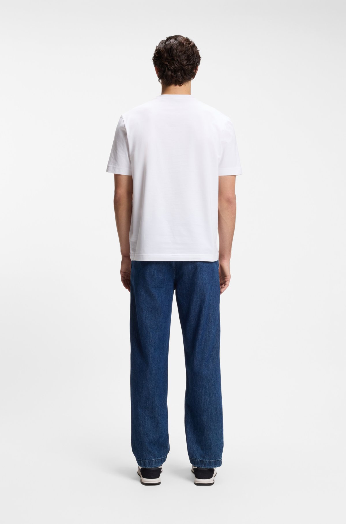 T-shirt in cotone elasticizzato con logo a contrasto