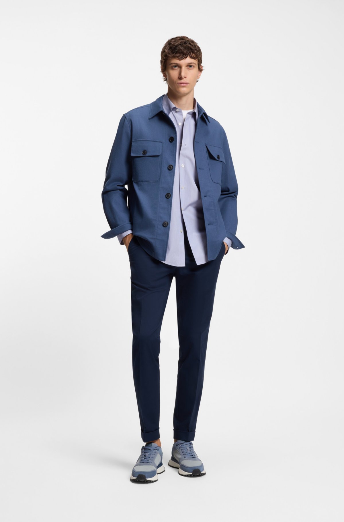Camicia larga in popeline di cotone a righe