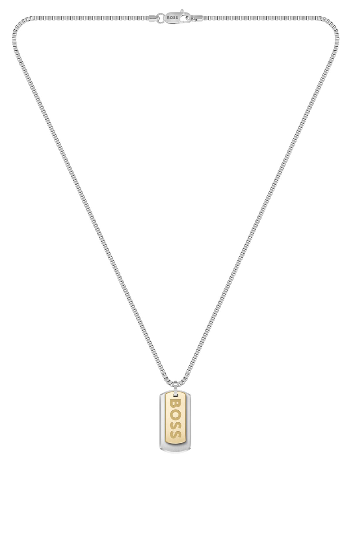 Collana con catena a scatola e ciondolo con doppio taglio firmato