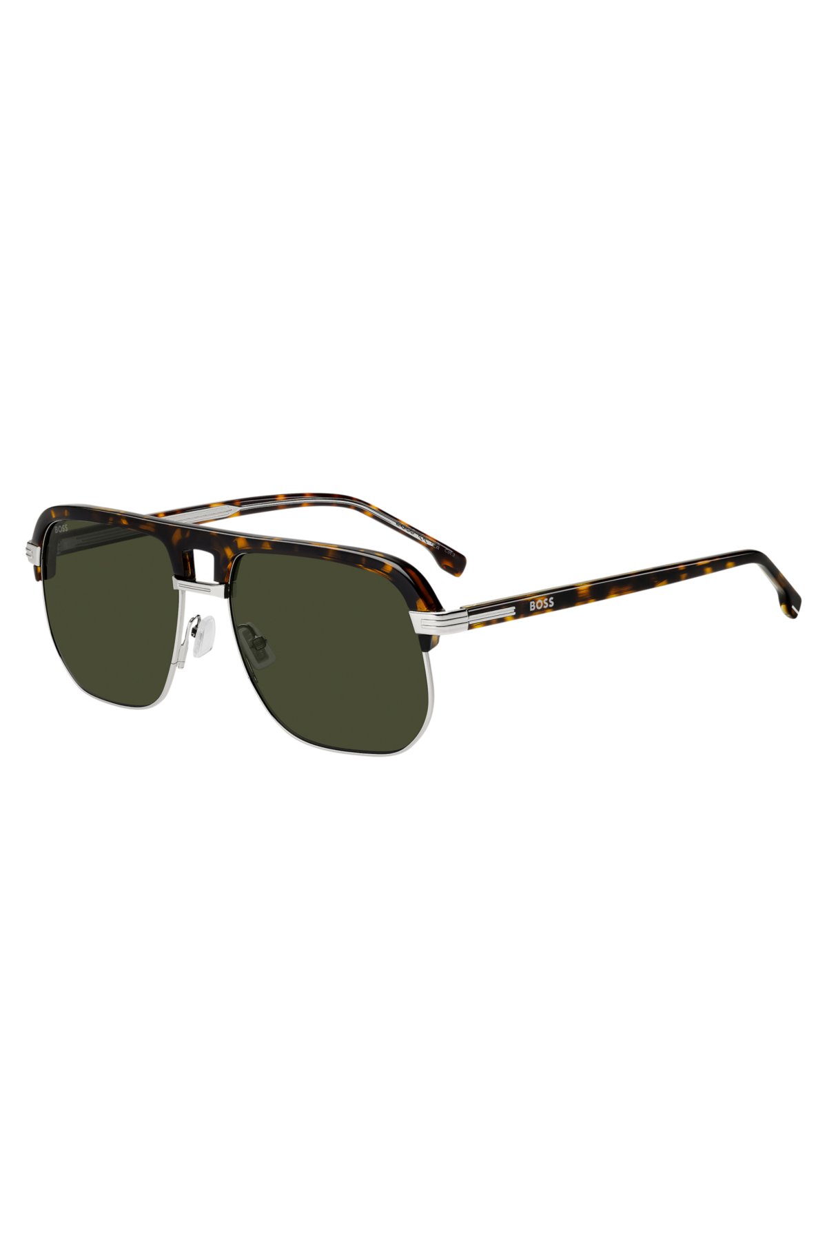 Occhiali da sole in acetato Havana con design audace del ponte