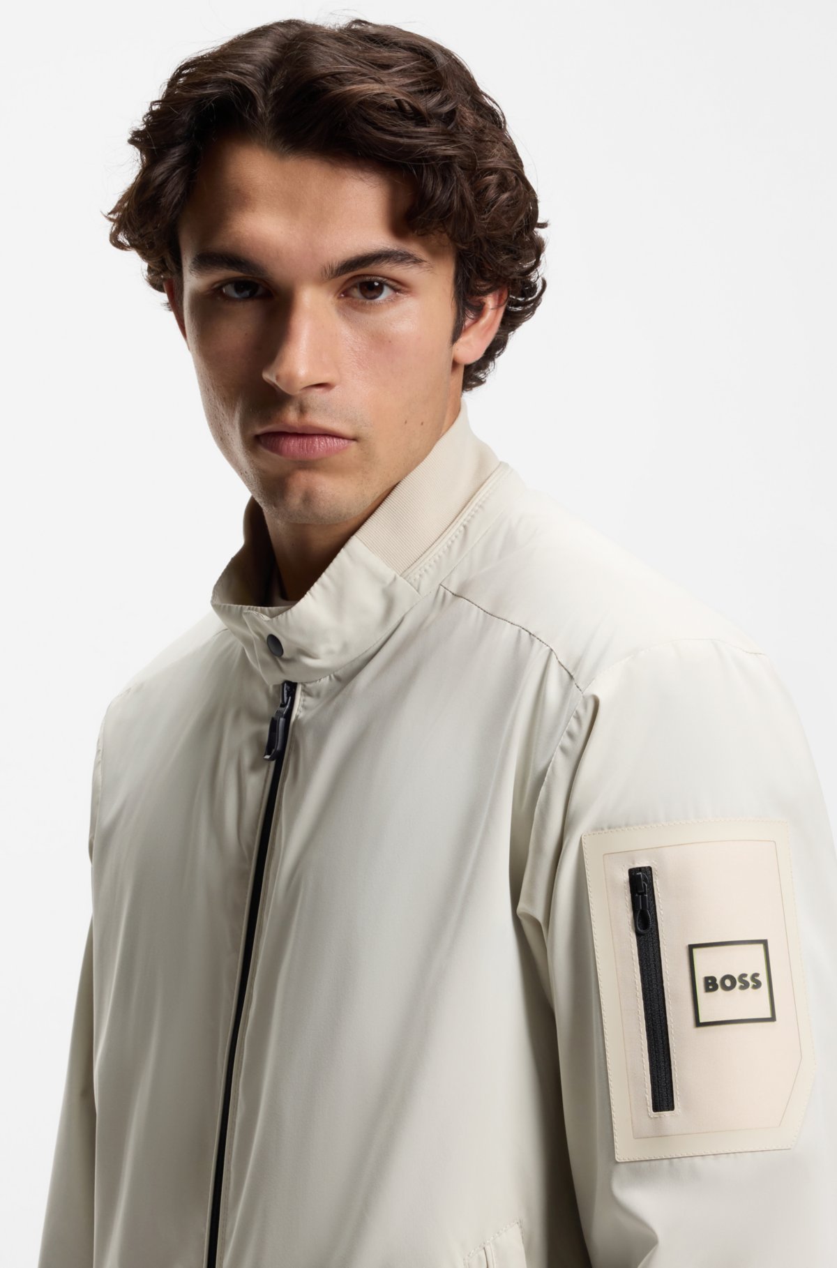 Giacca blouson con doppio punto e finitura idrorepellente