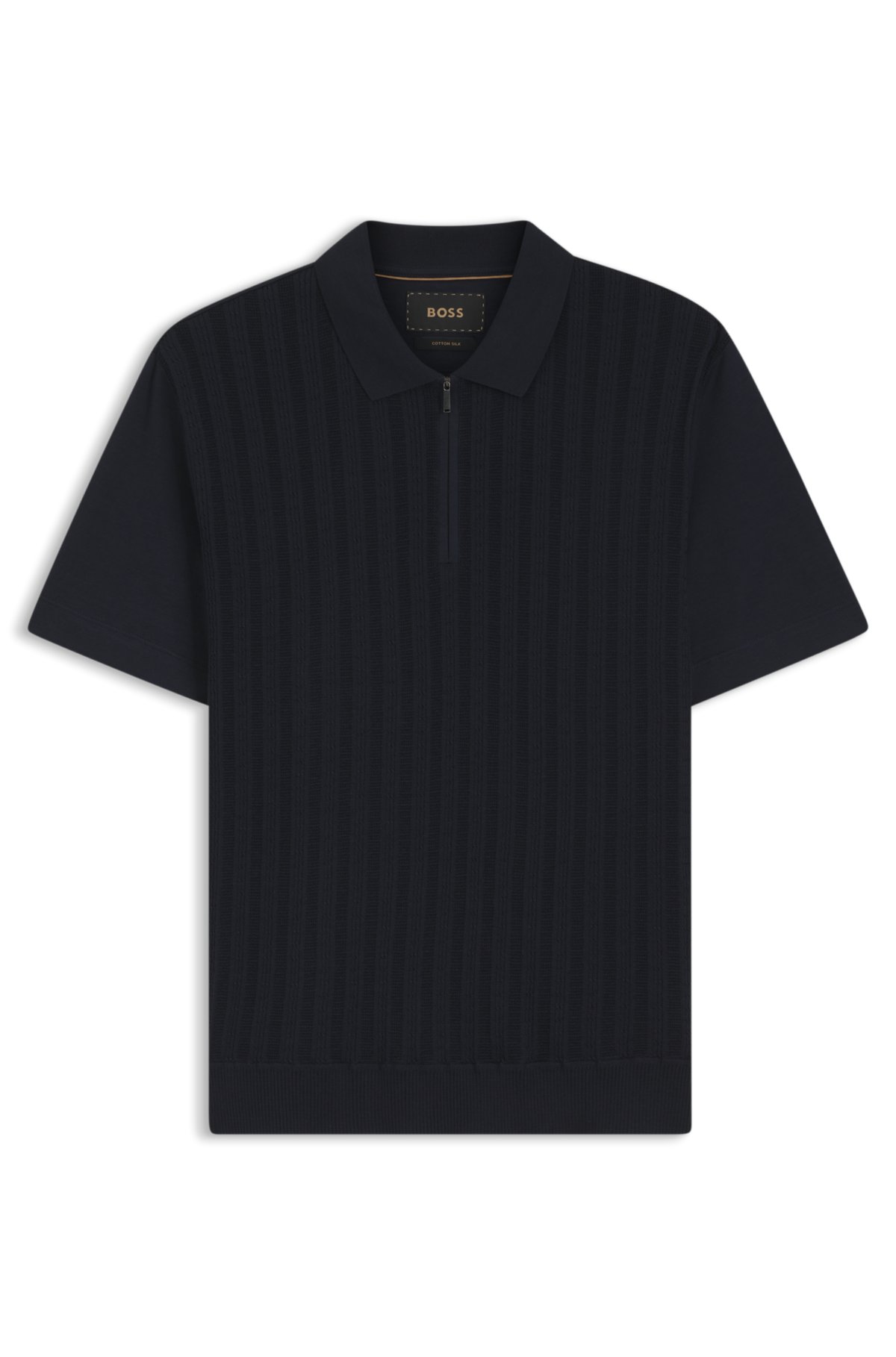 Maglietta polo in cotone e seta con zip sul collo