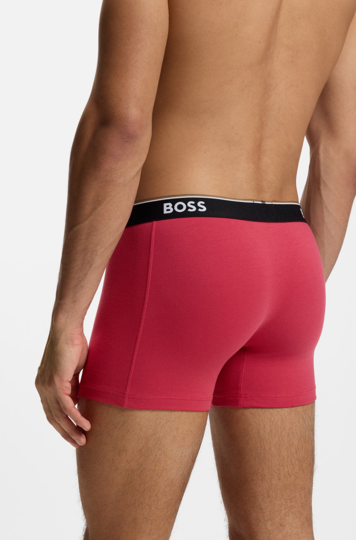 Set da tre boxer in cotone elastico con logo sul fondo