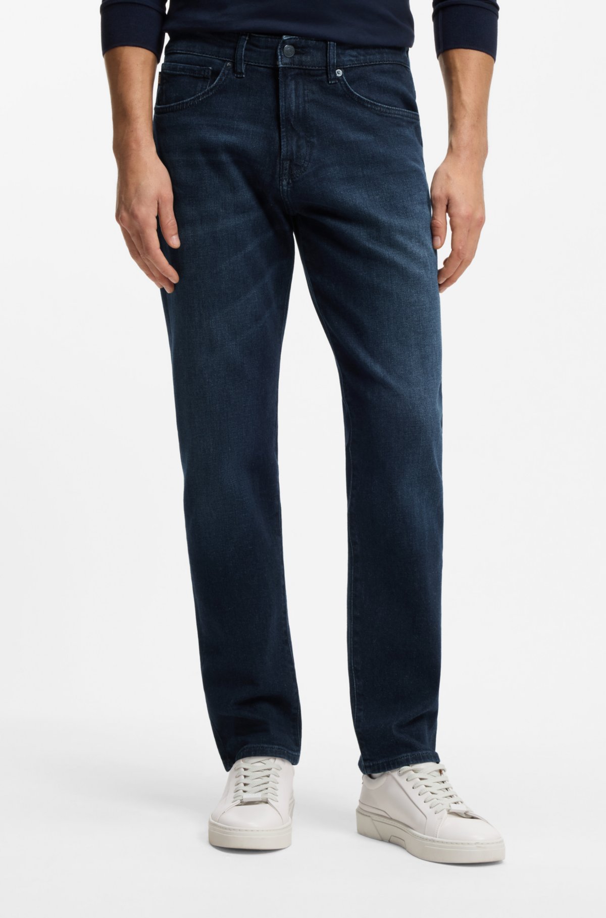 Jeans regular-fit in denim comfort-stretch blu puro di Maine