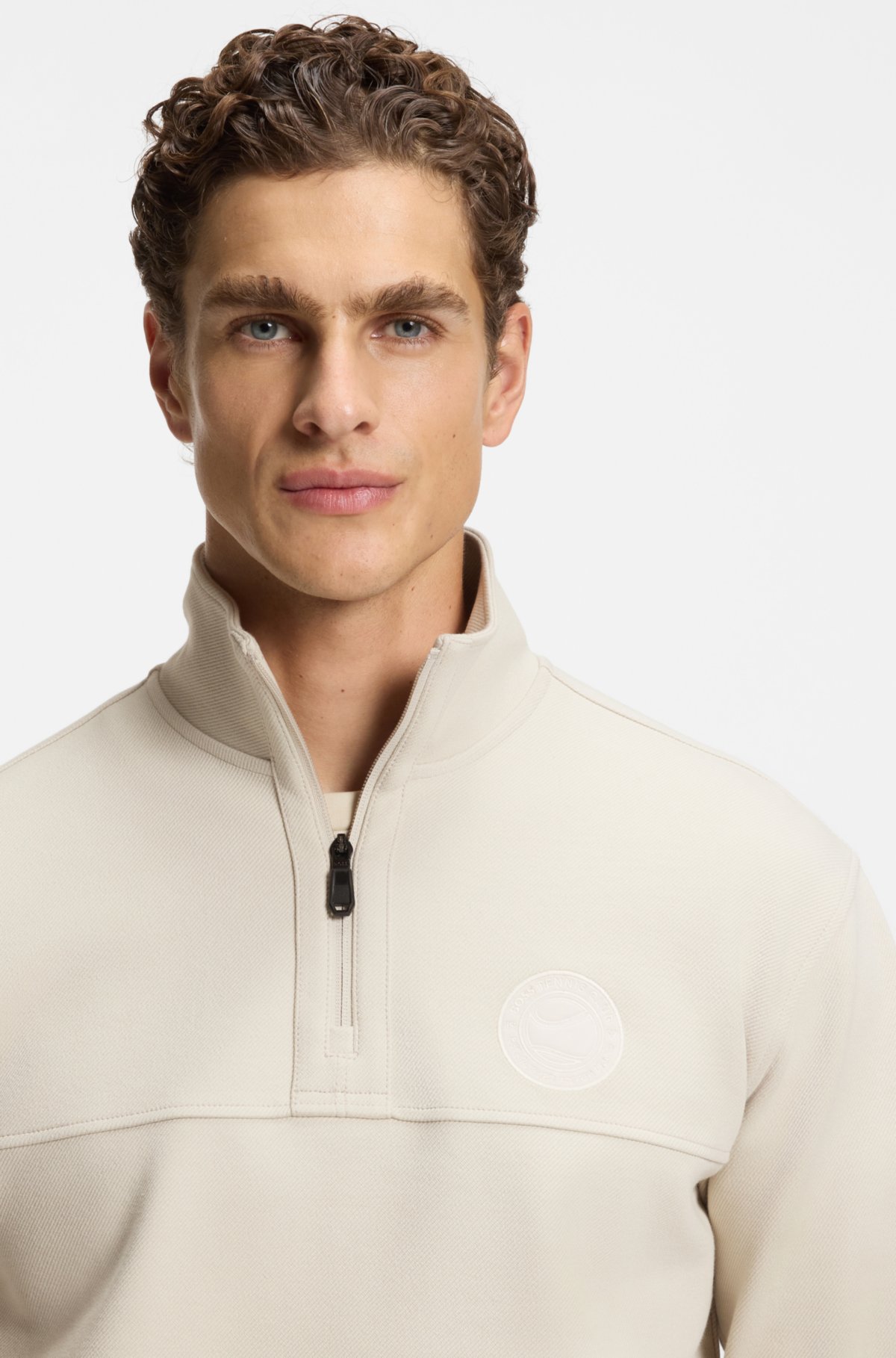 Felpa in cotone con logo ispirato al tennis