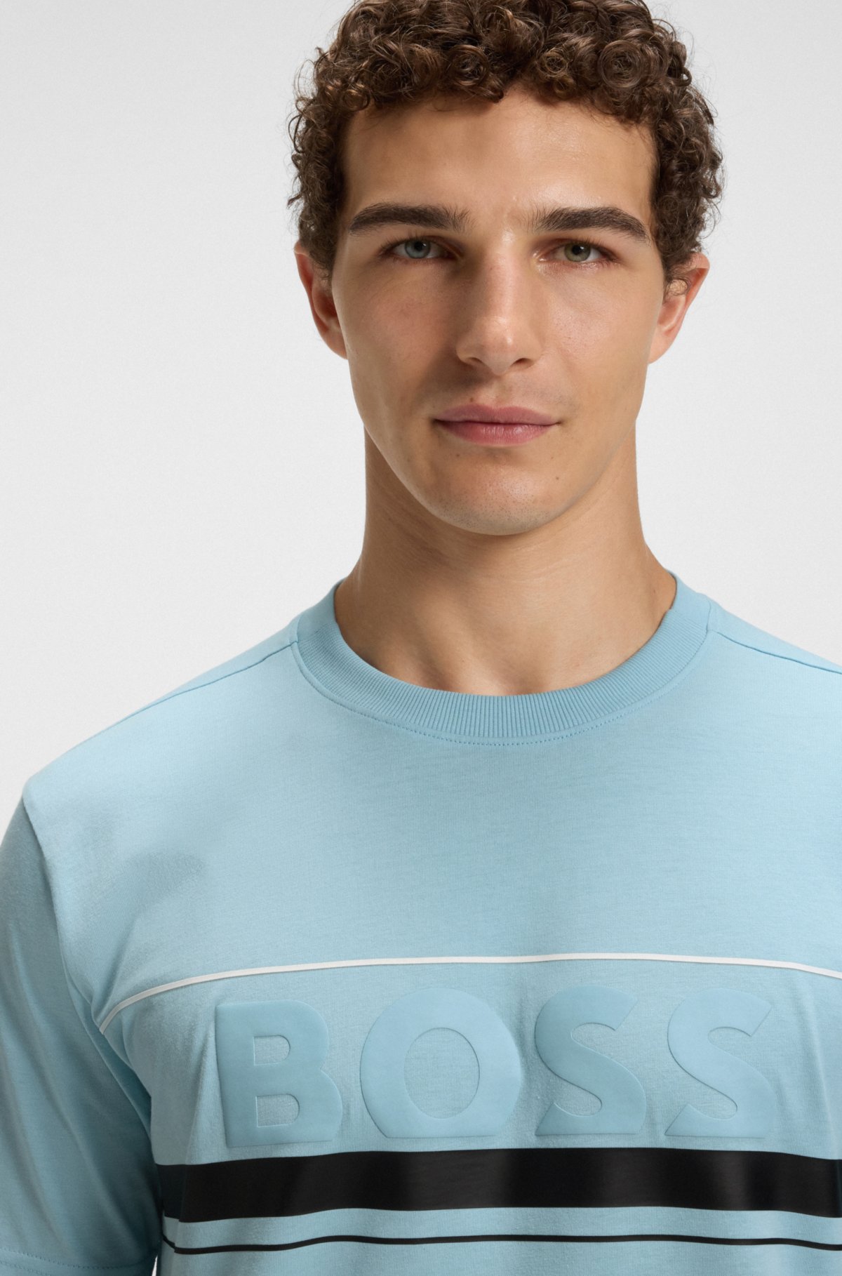 T-shirt in jersey di cotone con logo e righe
