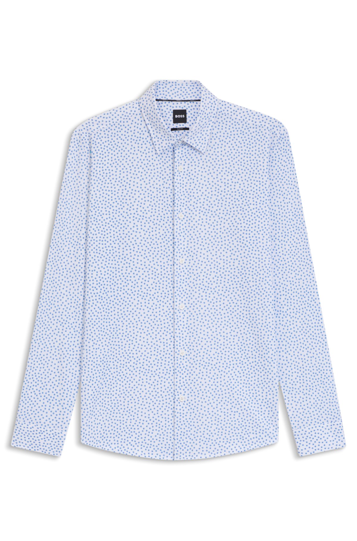 Camicia aderente stampata in misto cotone