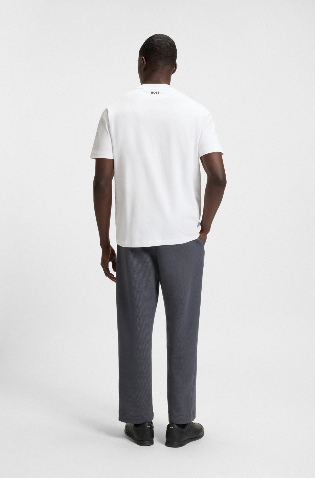 T-shirt in cotone interlock con stampa a rete