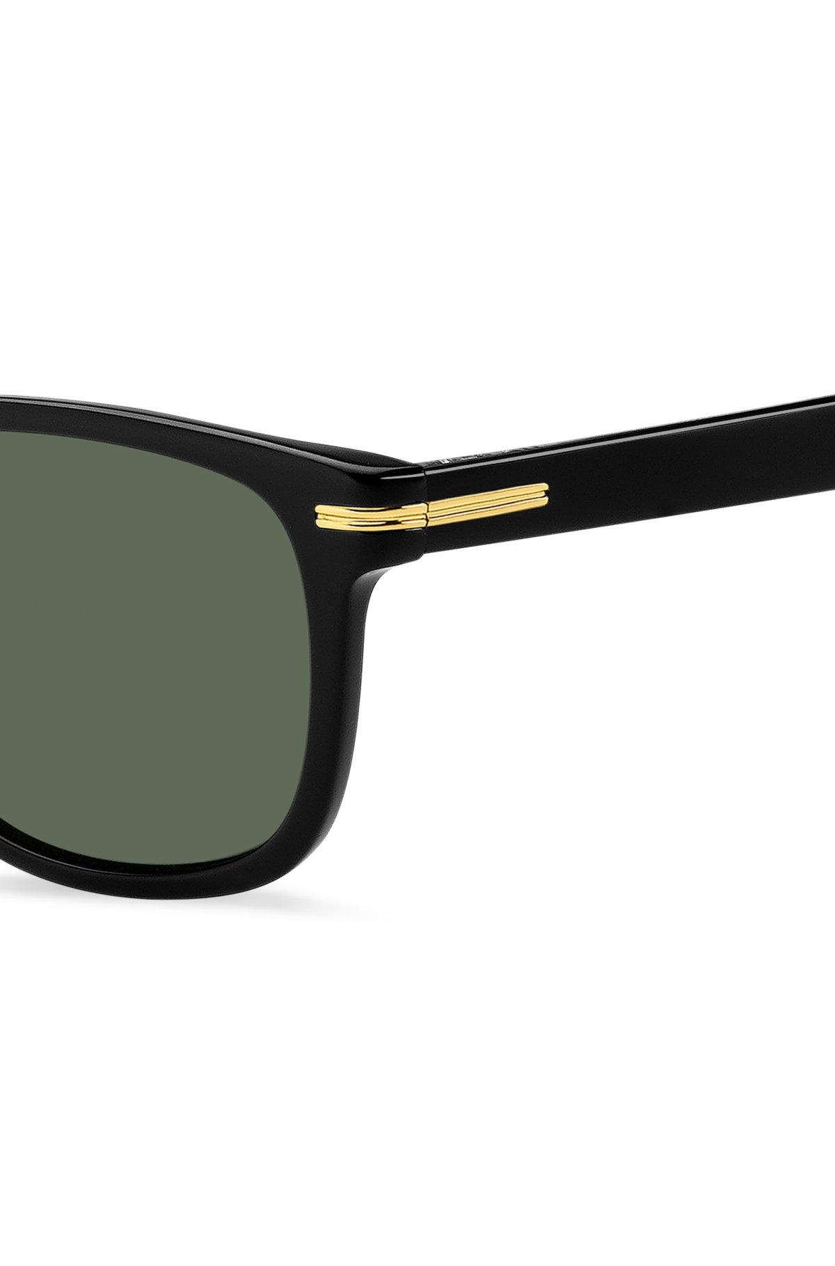 Occhiali da sole in acetato nero con hardware tono oro