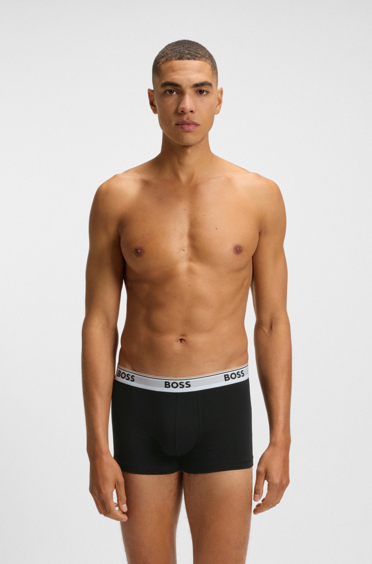 Set di tre boxer con elastico in cotone elasticizzato