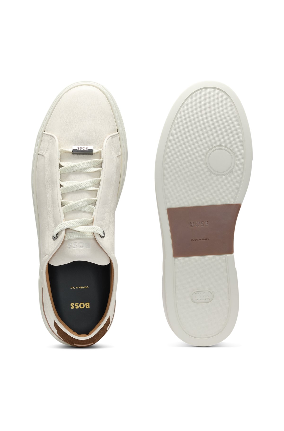 Scarpe da ginnastica con tacco in suede in pelle