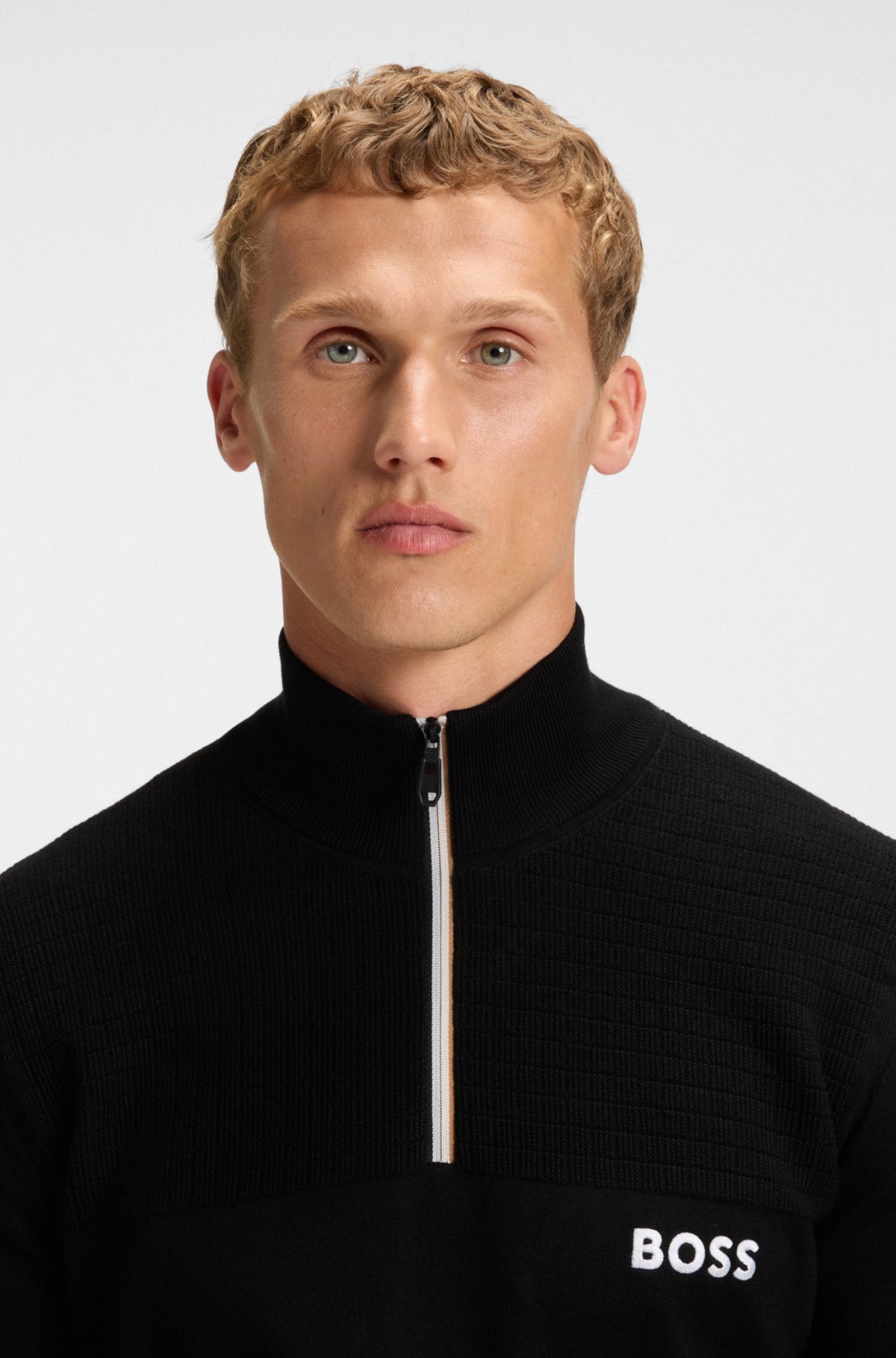 Giacca con collo a zip idrorepellente in misto cotone