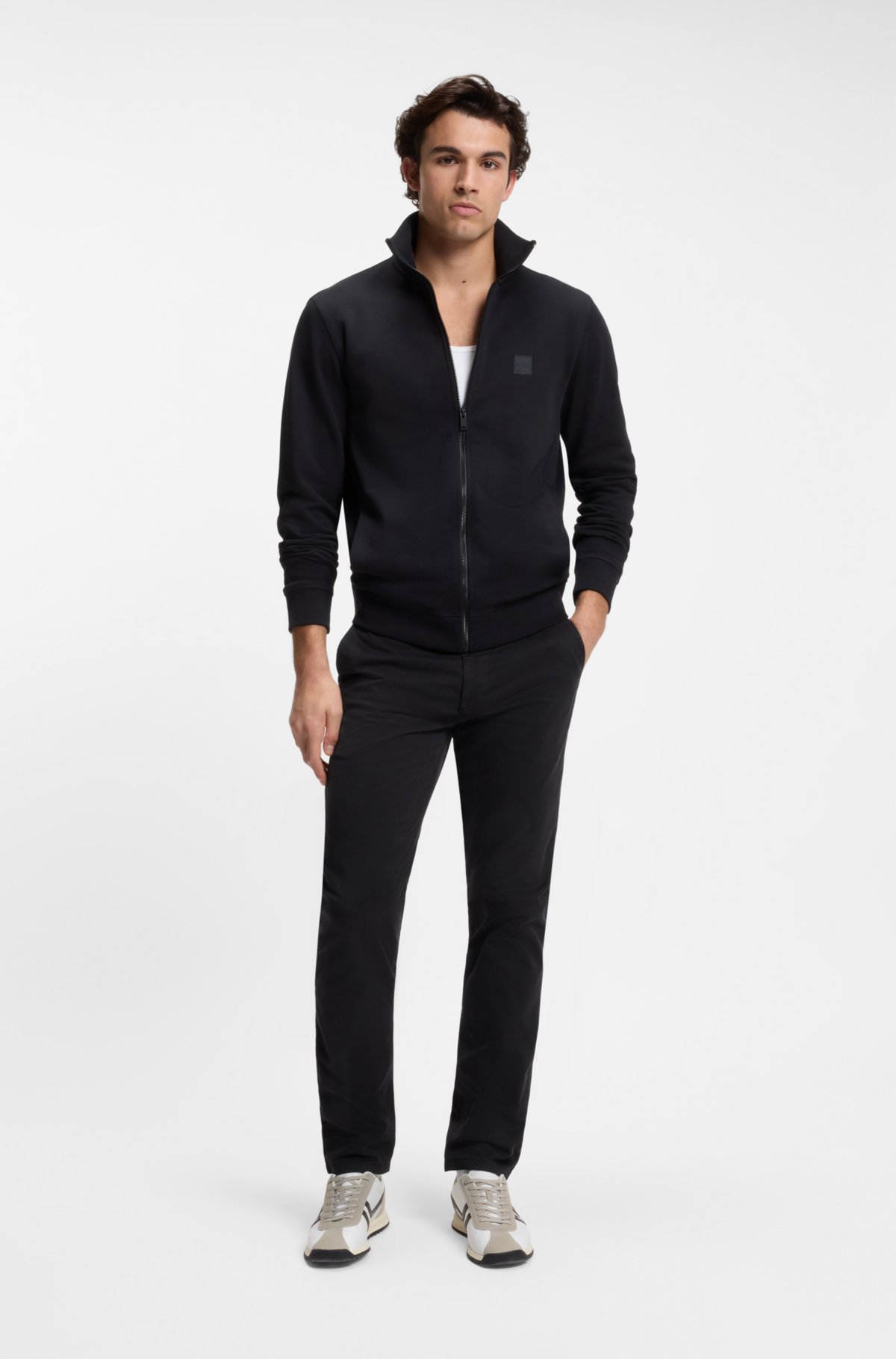 Chinos a vestibilità slim in satin di cotone elastico