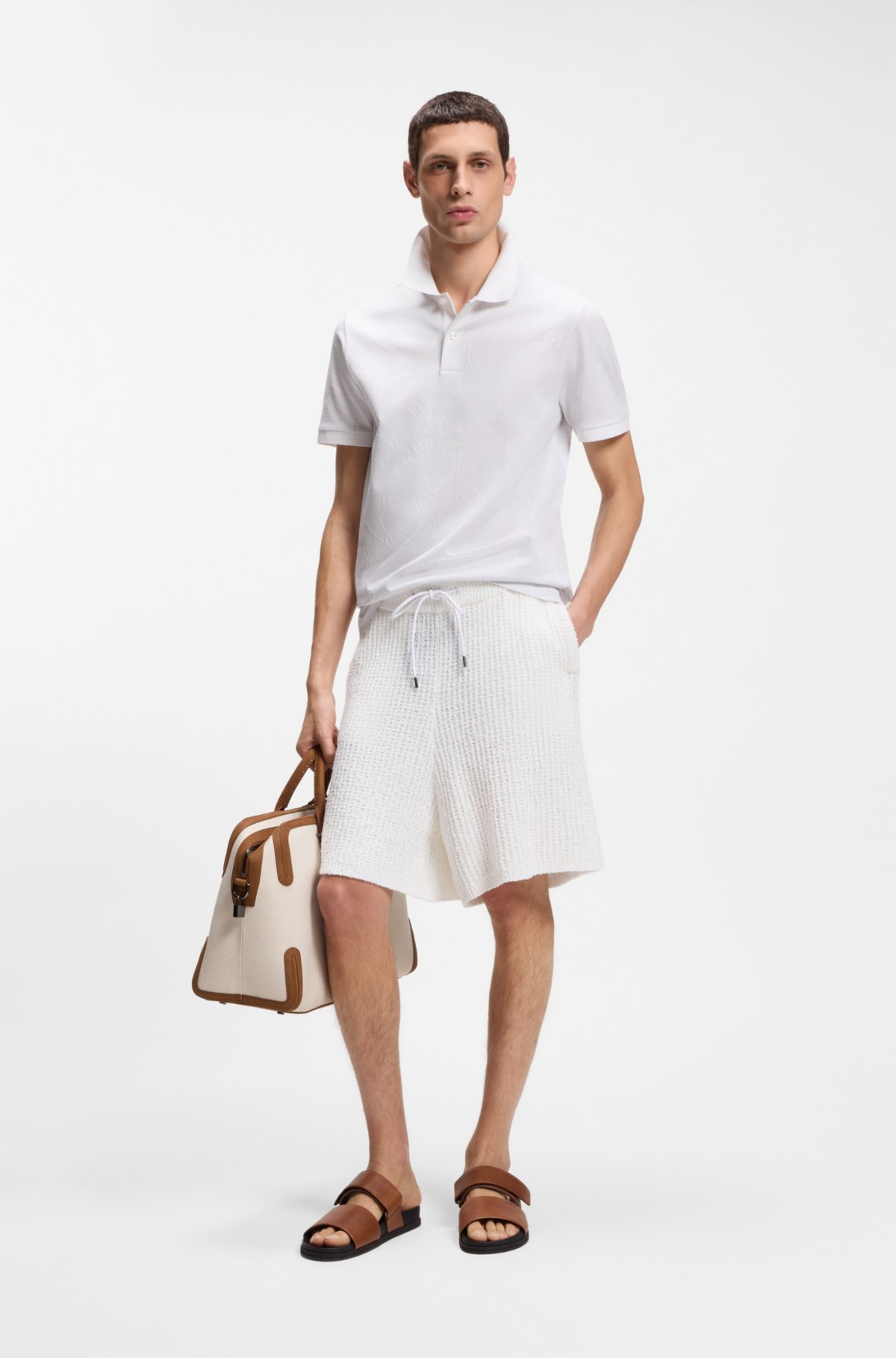 Maglietta polo con motivo jacquard in cotone