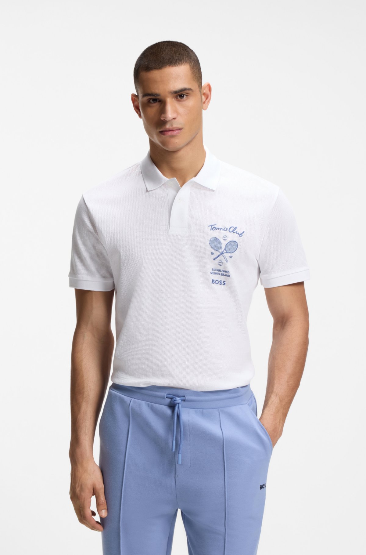 Maglietta polo con ricamo in maglia di cotone