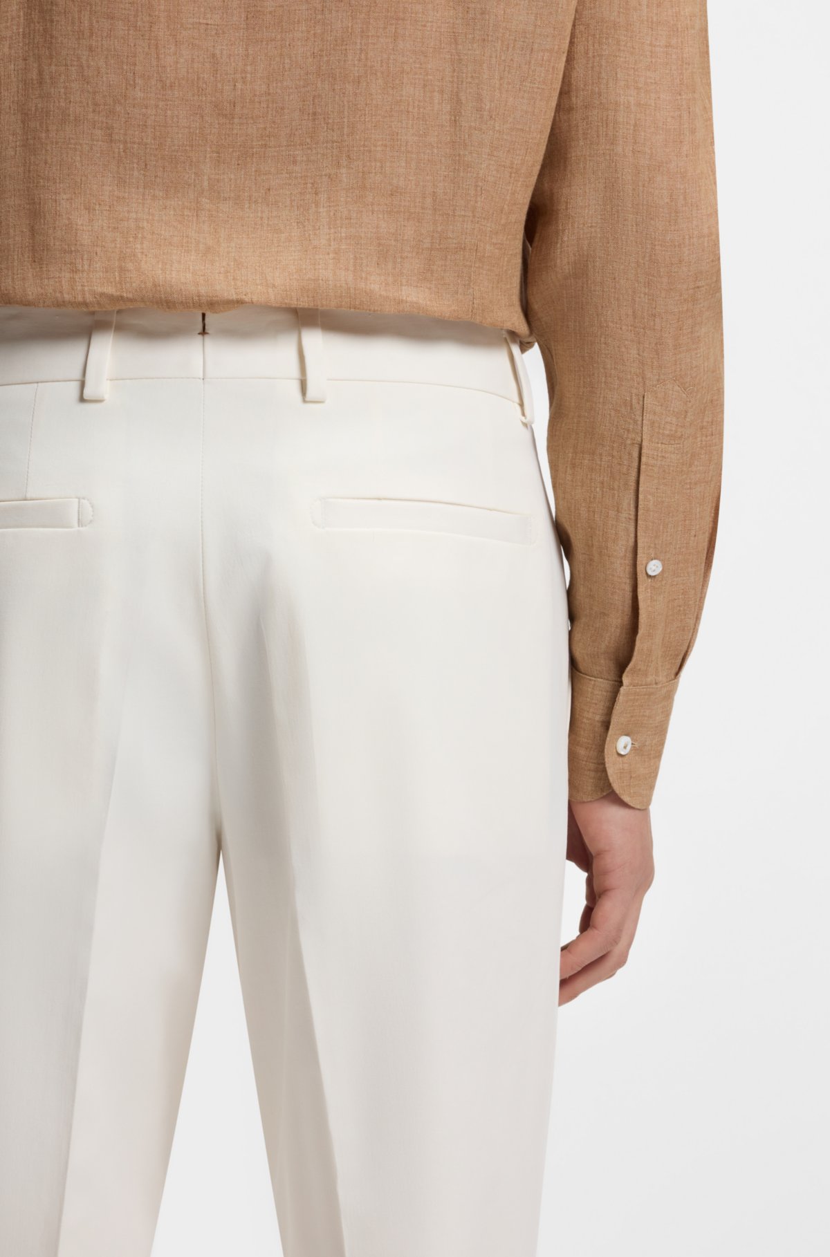 Pantaloni in poplin di cotone elastico con taglio aderente e facile da stirare