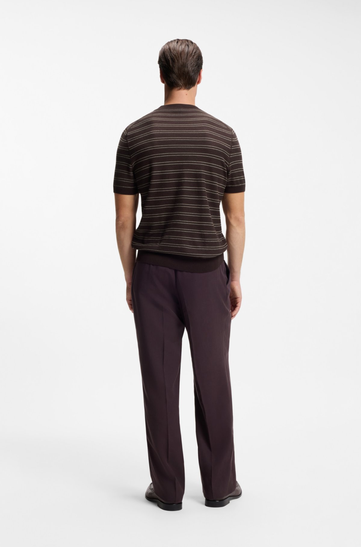 Maglione con righe orizzontali in misto cotone