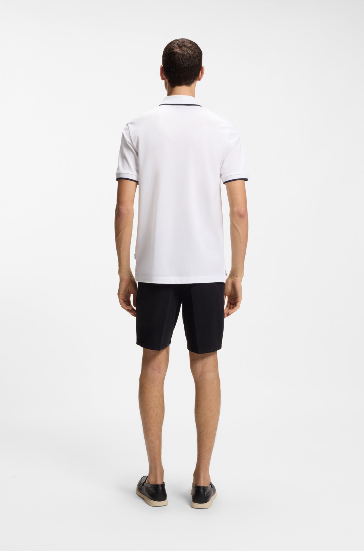 Maglia polo in piqué di cotone con finiture a contrasto