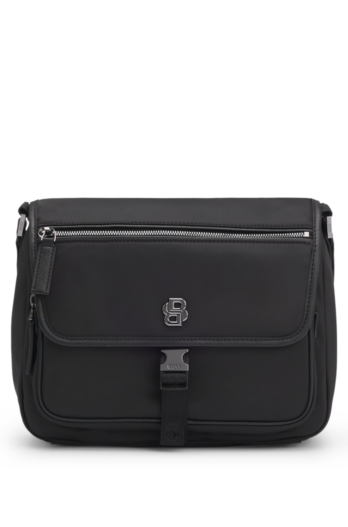 Borsa a tracolla in twill con monogramma Double B