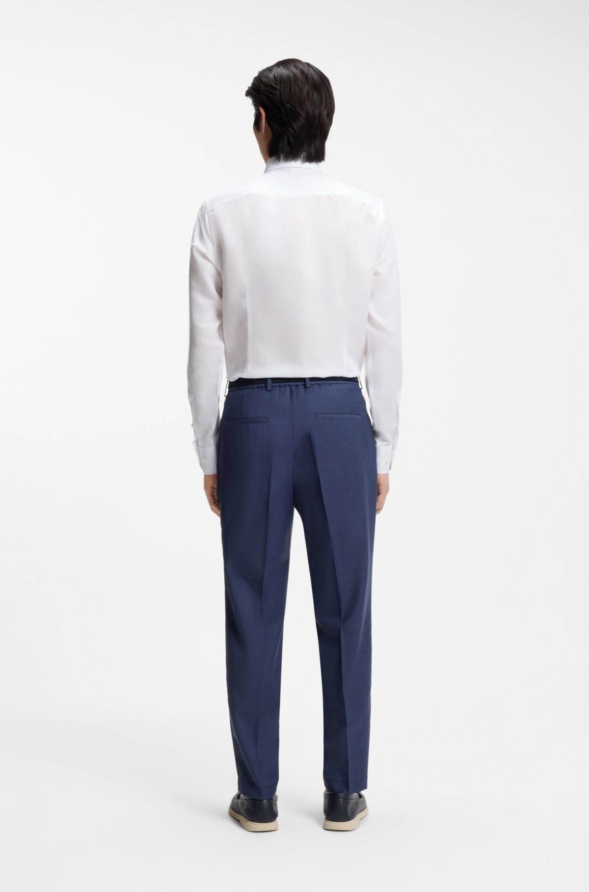 Camicia a vestibilità aderente in twill con miscela di lino