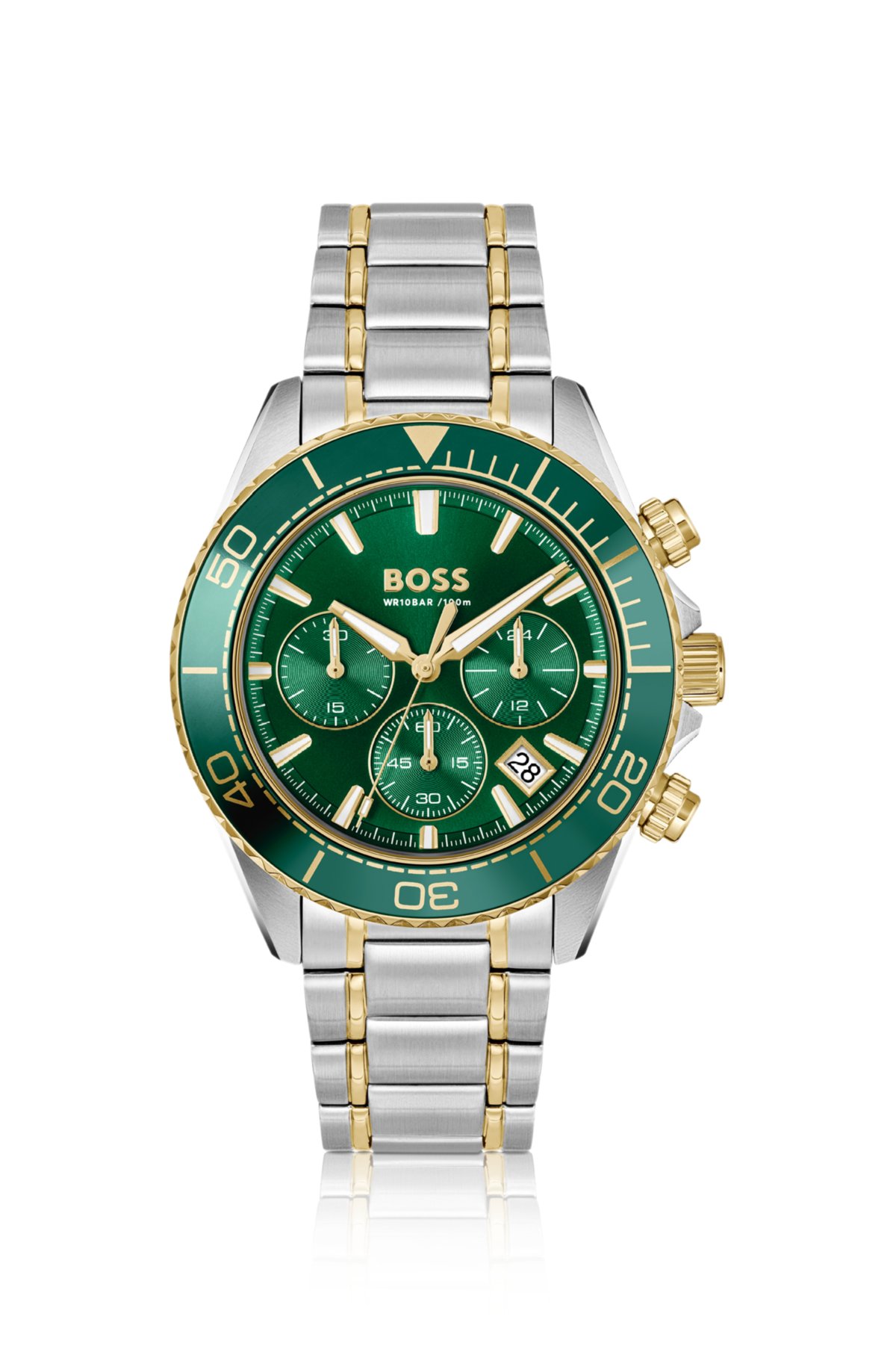 Orologio cronografo due toni Sealiner con quadrante verde