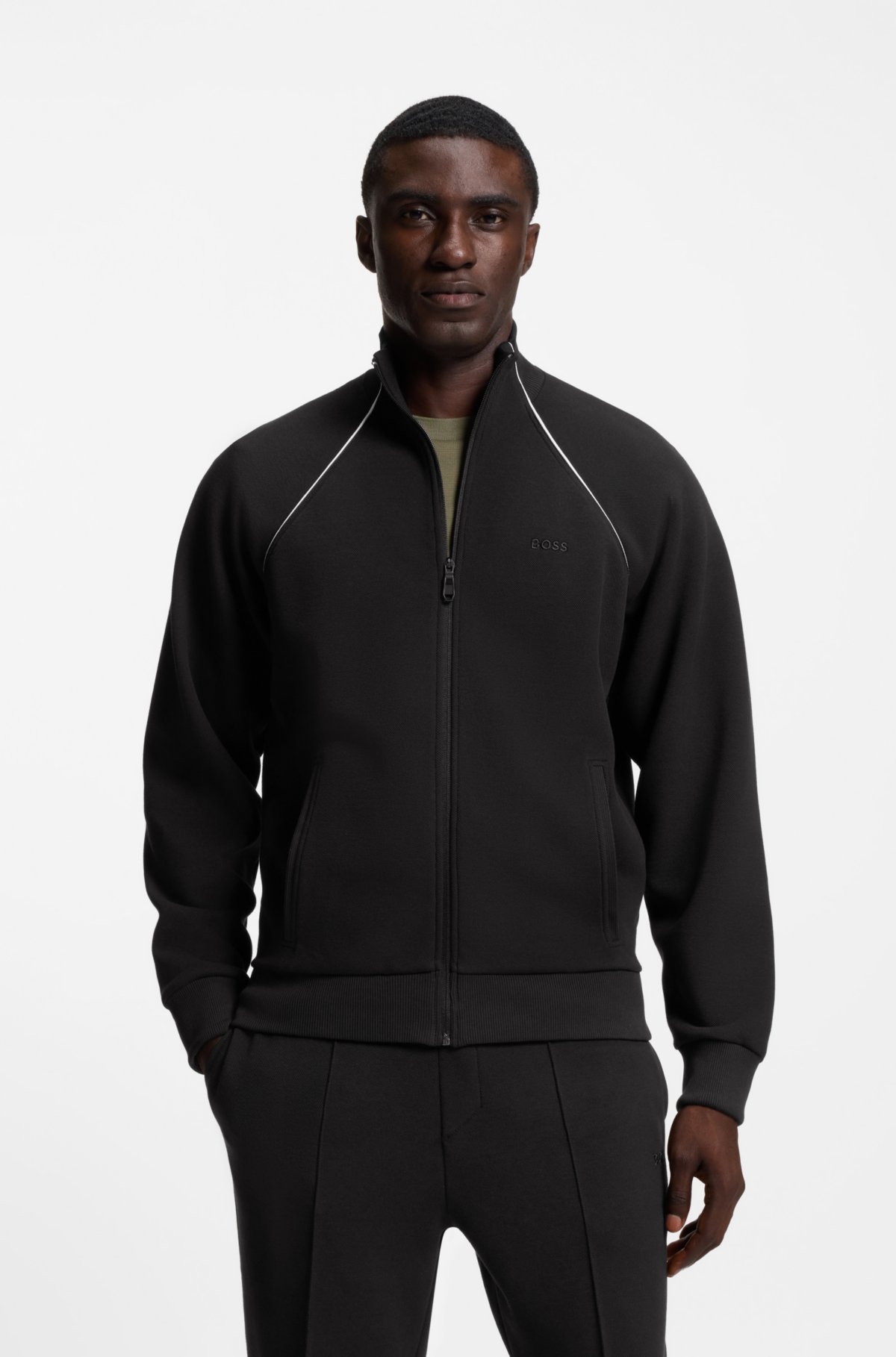 Sweat in misto cotone con cuciture a contrasto