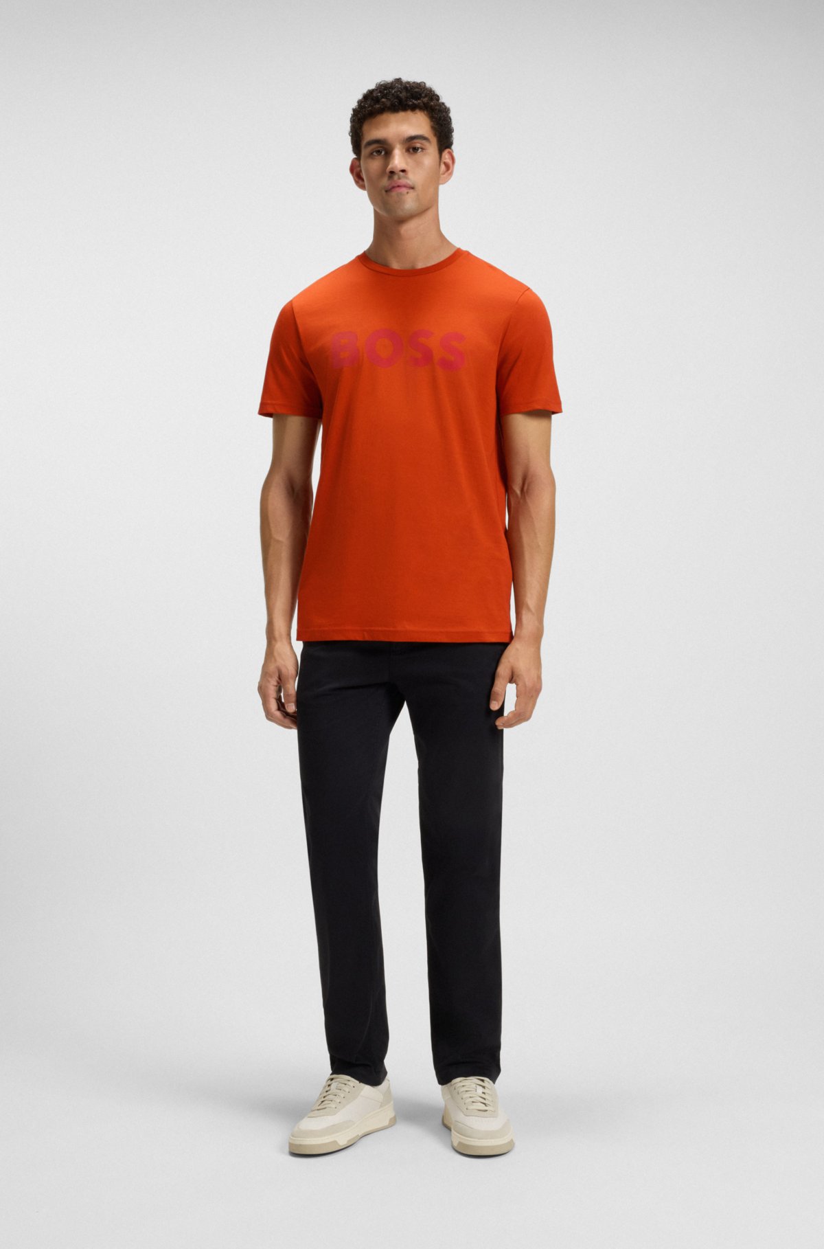 T-shirt in jersey di cotone con stampa logo grande