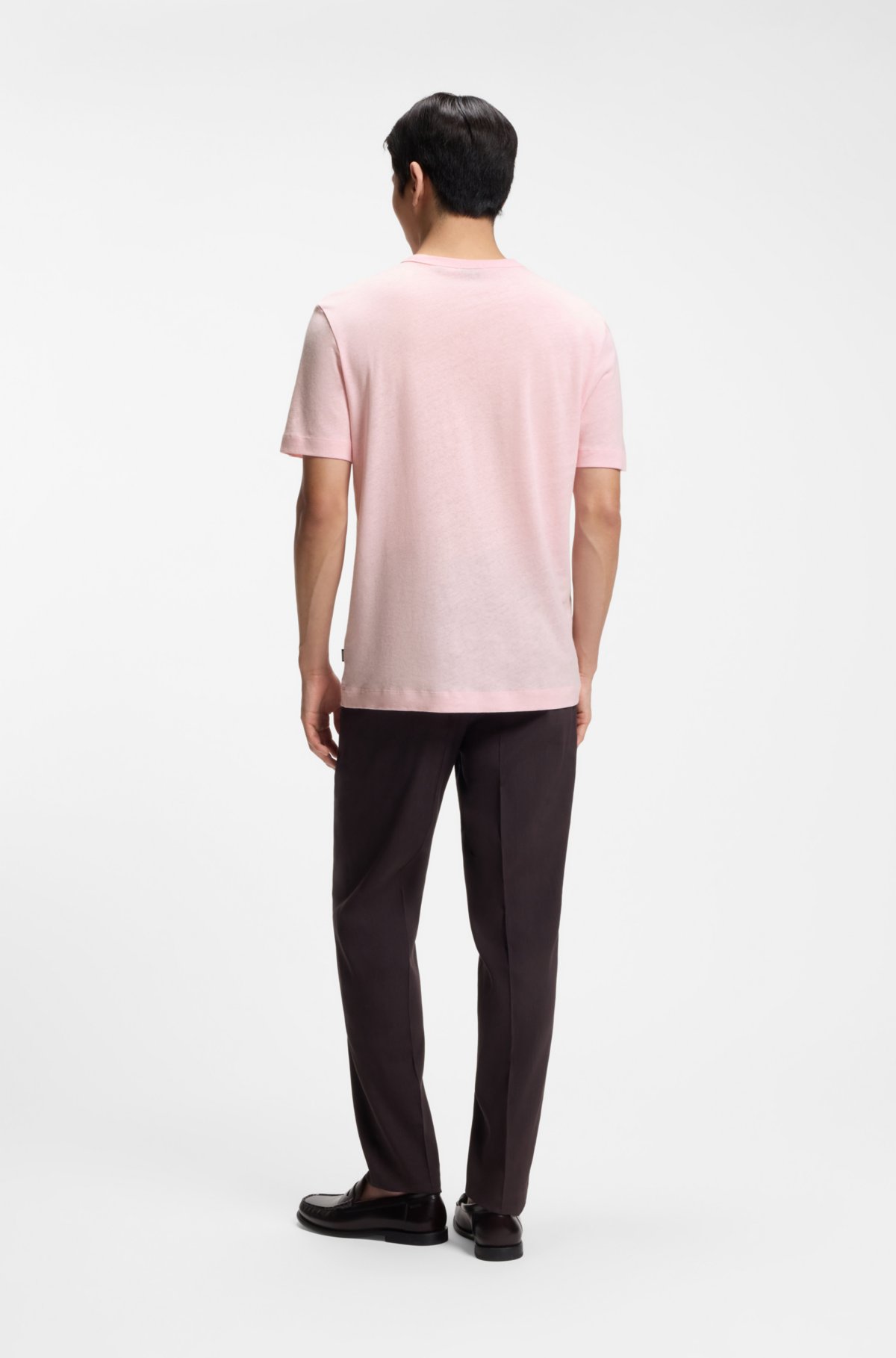 T-shirt in cotone e lino con vestibilità regolare